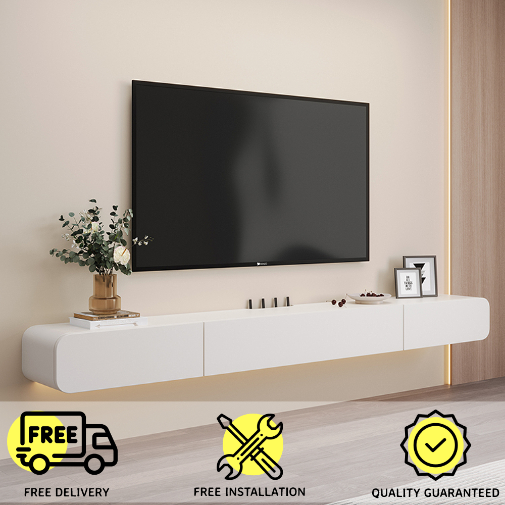 [SG SELLER] TWS SOLID WOOD Wall Mount TV Console with 2 Drawers + 1