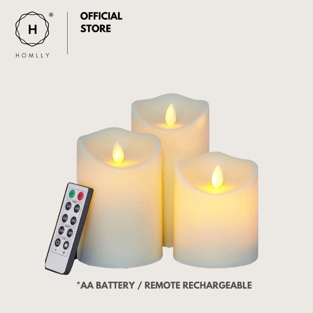 [ Valentine ] Homlly 3D LED Flickering Flameless Candles Rechargeable Remote