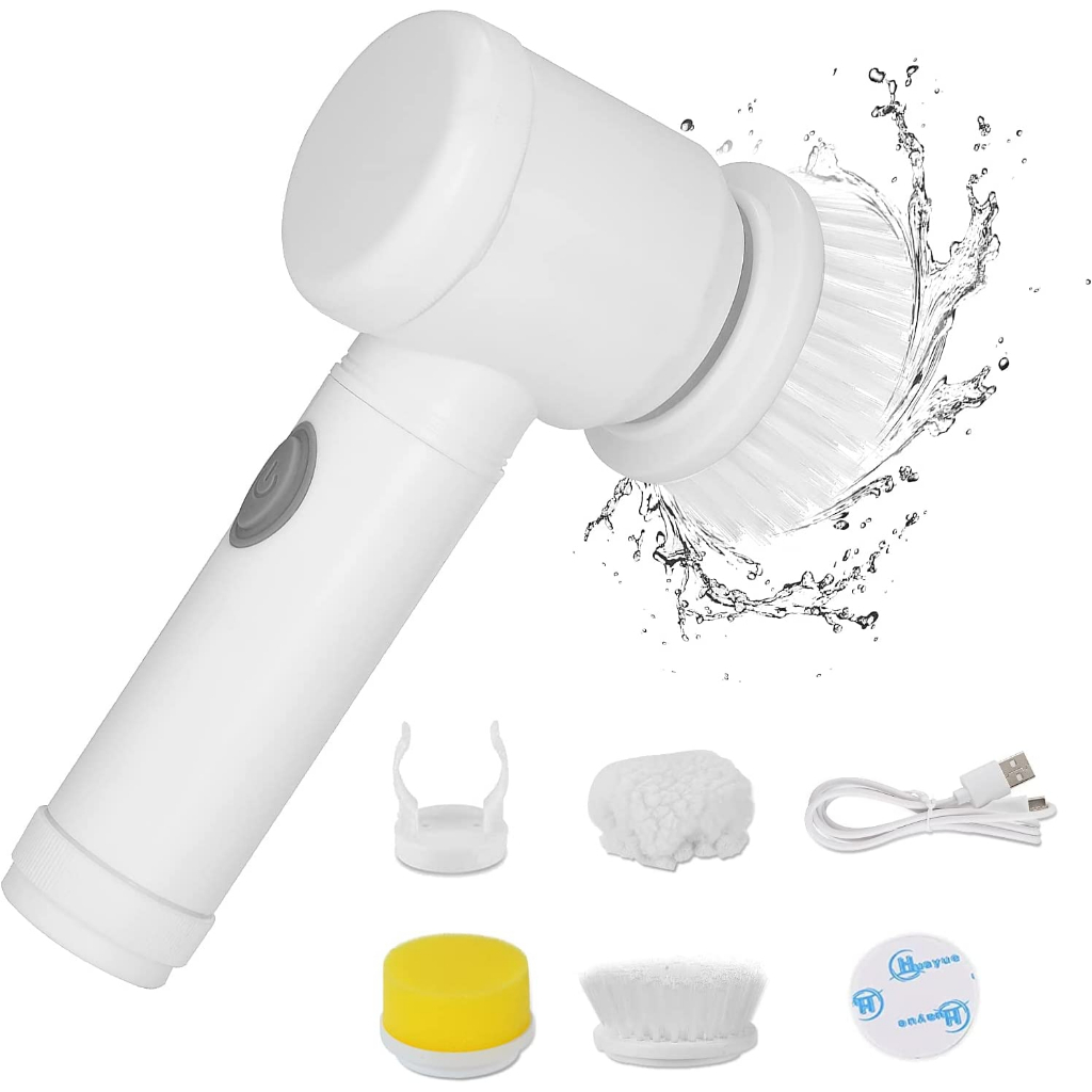 Electric Cleaning Brush Handheld Cleaner Cordless USB Bathroom Scrub ...