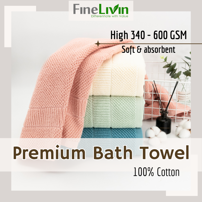 [FineLivin] 100% Cotton Bath Towel | 340-600gsm | Local Ready Stock ...