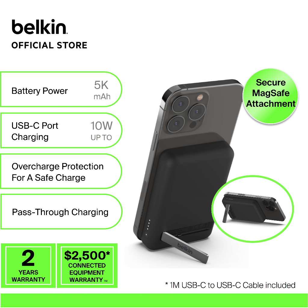 Belkin Bpd004 Boostcharge Magnetic Wireless Power Bank 5k Stand Apple Watchiphoneusb C 1464