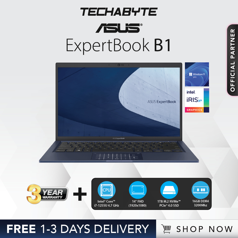 ASUS Expertbook B1 | 14 FHD | I7-1255U | 16GB DDR4 | 1TB SSD | Intel ...