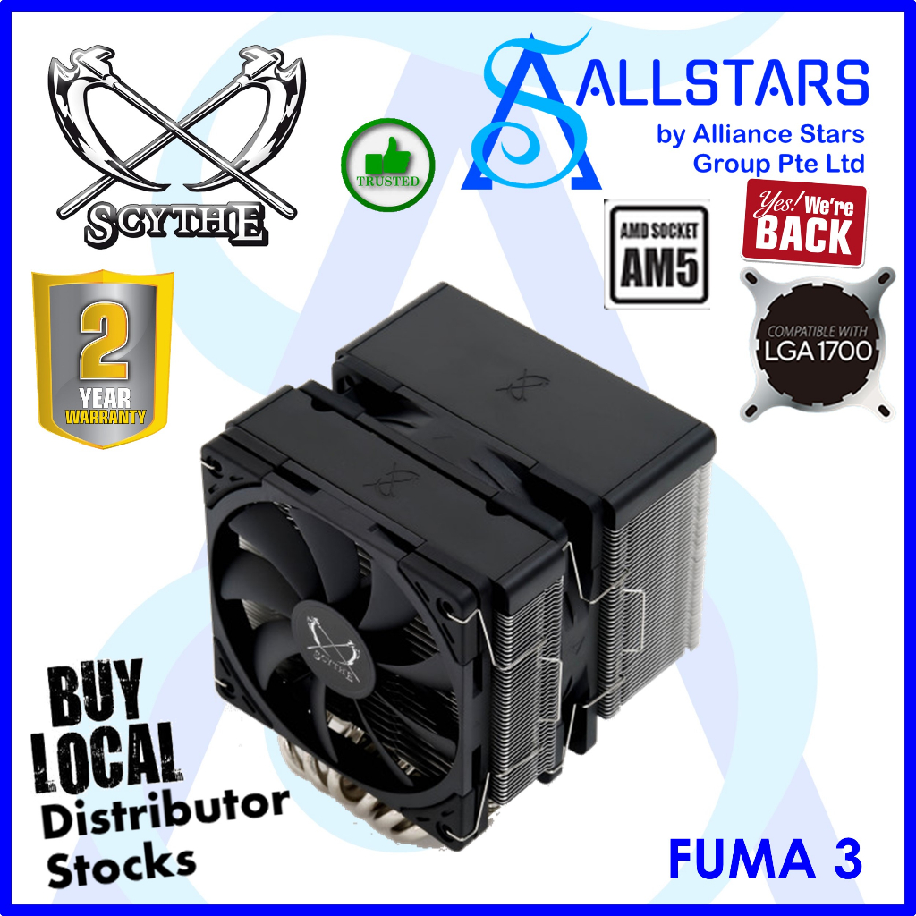 Scythe FUMA 3 CPU Cooler(Intel/AMD)with Kaze Flex II 120 PWM Fan AMD 5 ...