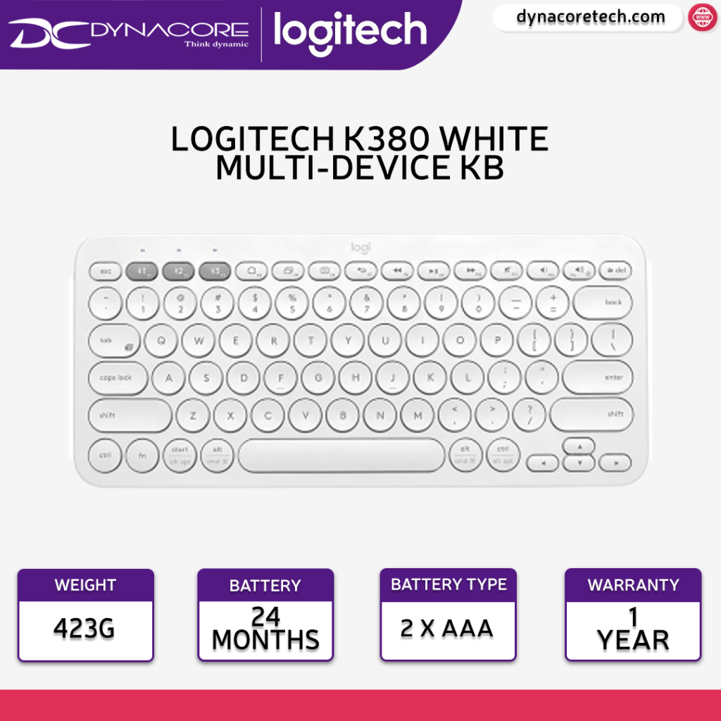 Logitech K380 Multi-Device Bluetooth Keyboard - 920-009580 - Off-White ...