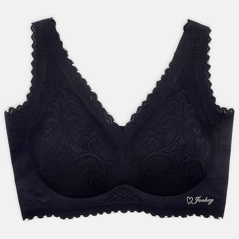 Jockey Low V Lace Seamless Bra Microfiber Spandex JLR338662BLK/BGE ...