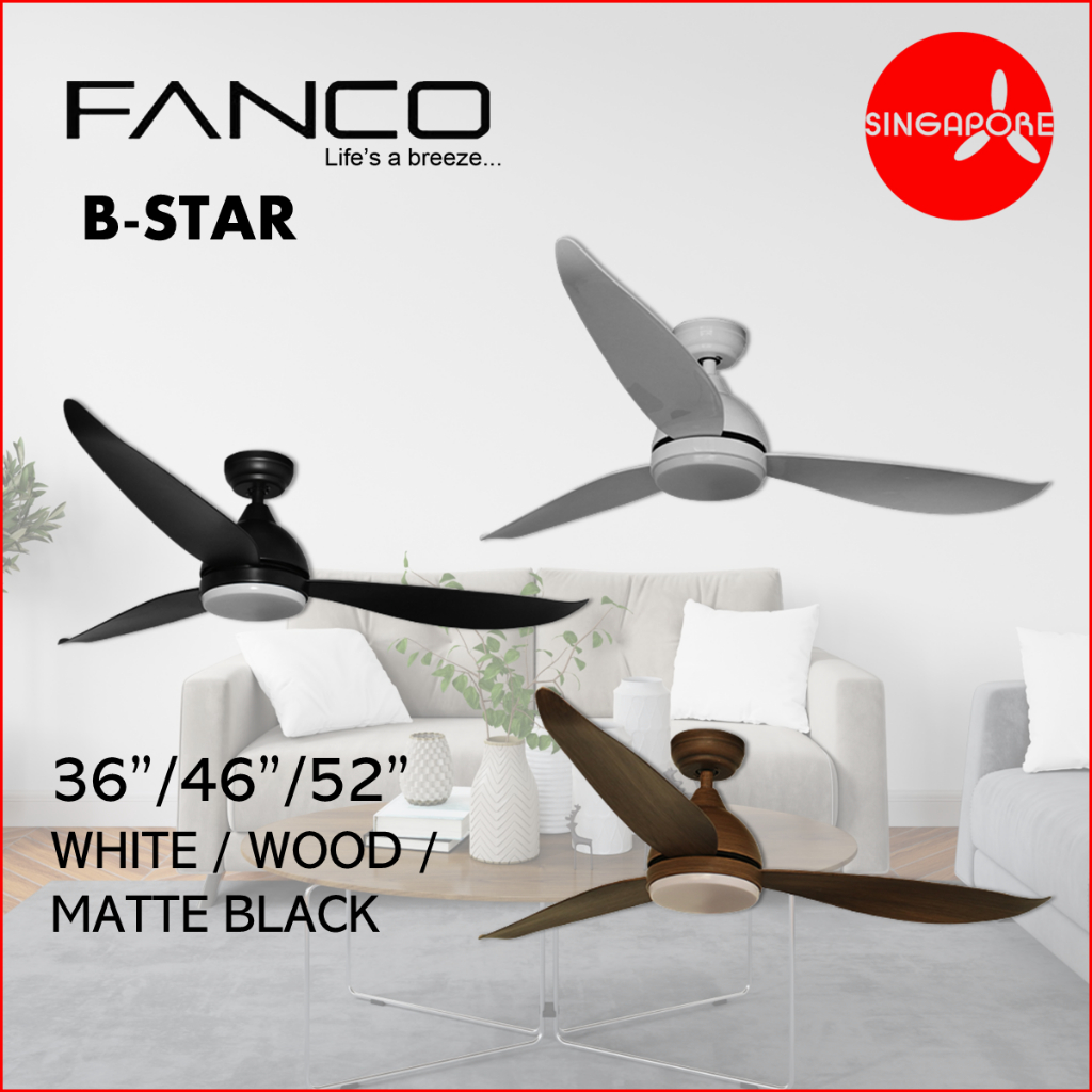 Fanco B-STAR 36/46/52inch DC Motor Series B Star Fan Remote Control & 3 ...