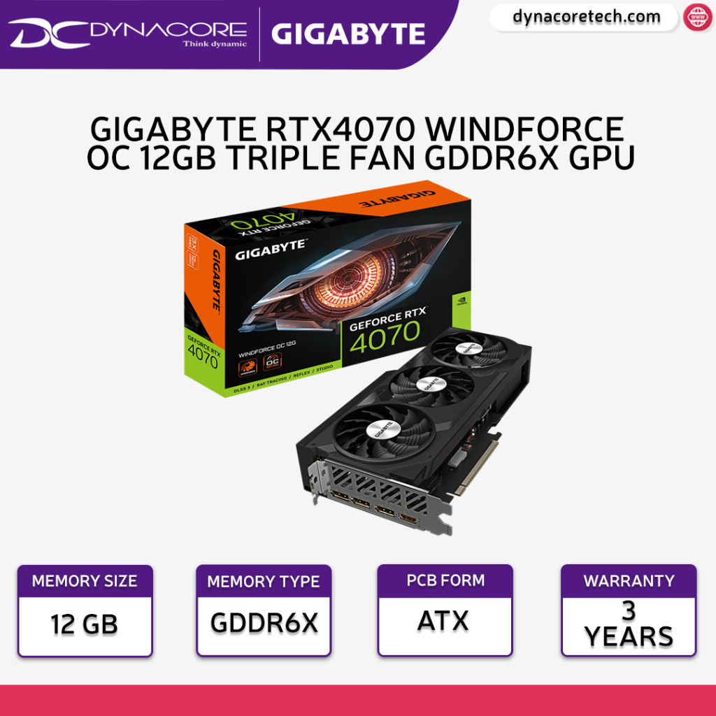 Gigabyte GeForce RTX 4070 WINDFORCE OC 12G 12GB GDDR6X Graphics Card GV ...