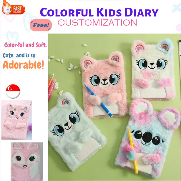 Fluffy Notebook Diary Cartoon Furry Soft Journal Girls Secret Keeper ...