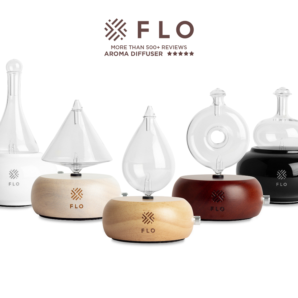 FLO Diffuser Home - Aroma Nebulising Essential Oil Diffuser - Waterless, LED, Timer