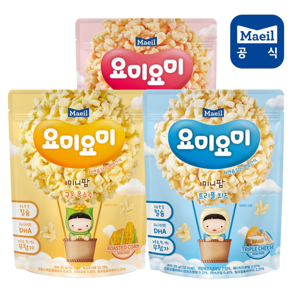 [Maeil] 3types of MiniPop baby Snack 25g 요미요미 미니팝 스낵 3종 25g | Shopee ...
