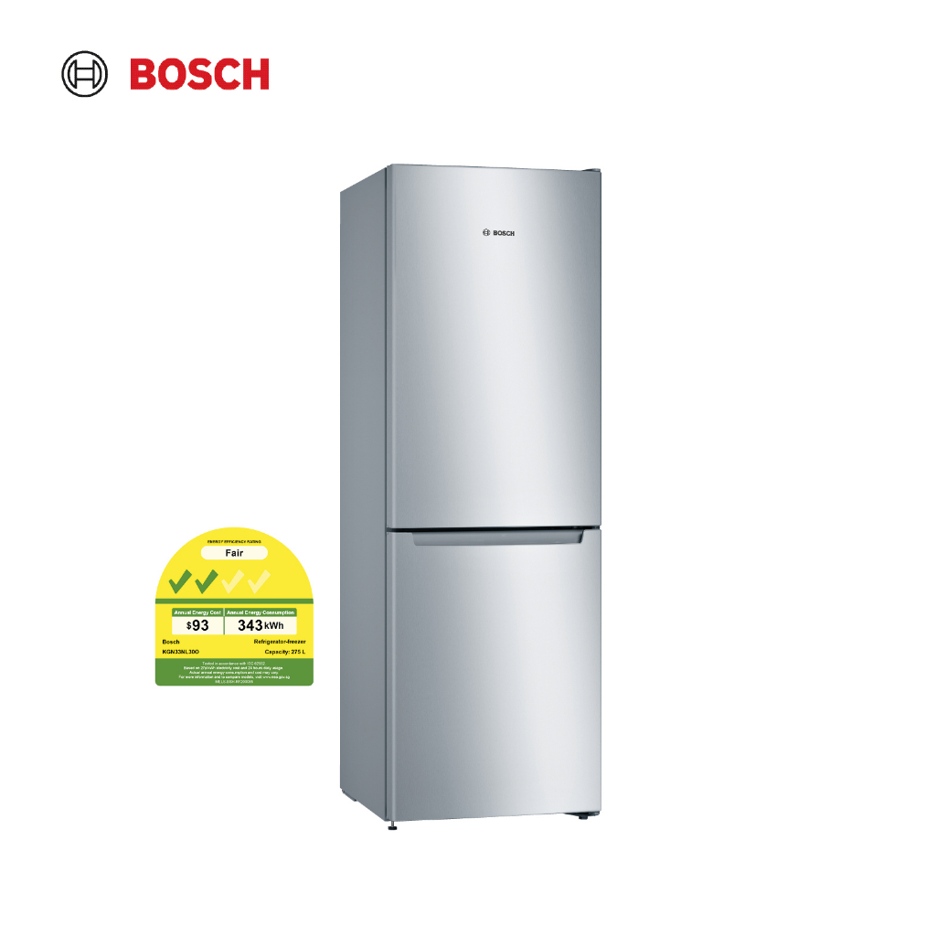 Bosch KGN33NL30O Bottom Freezer Fridge With Stainless Steel Look ...