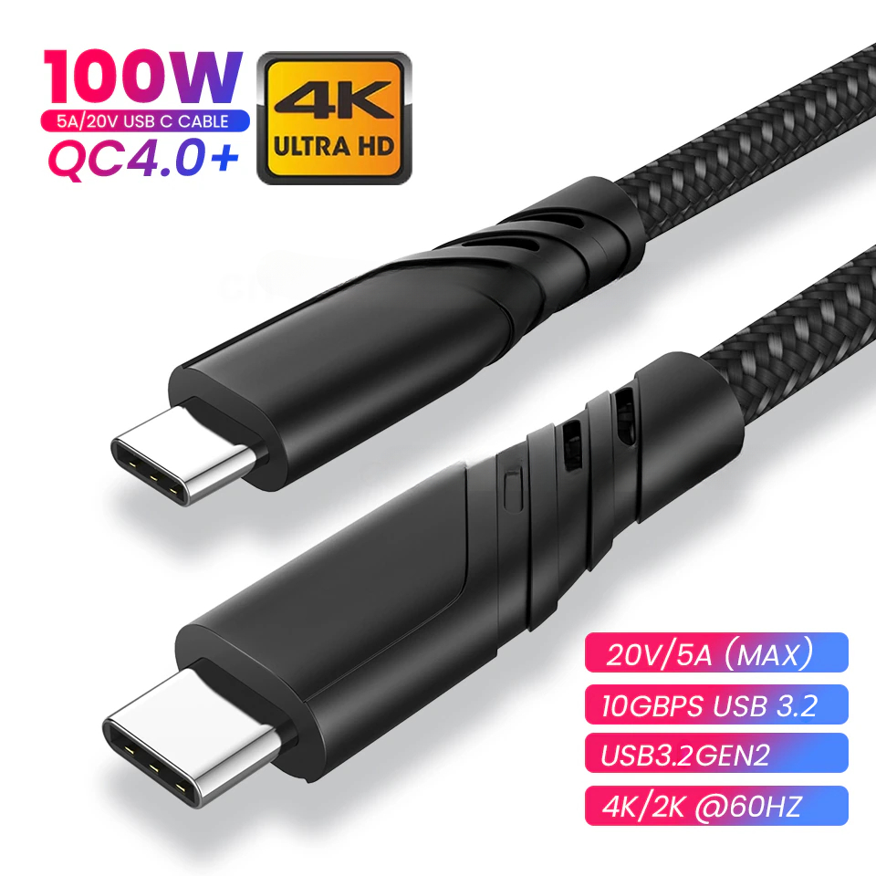 USB C to Type C Cable 5A PD 100W USB 3.2 Gen2 Cable 10Gbps USBC Data