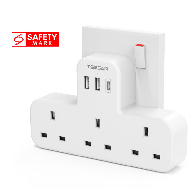 [SG Seller]TESSAN Multi Plug Extension with USB+Type C,Power Socket