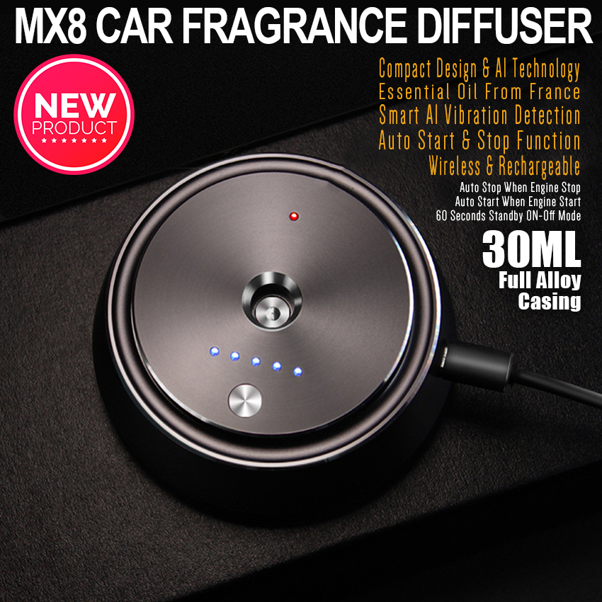 CAR DIFFUSER WIRELESS MX8 (GREY) - 30ML WITH AUTO START STOP FUNCTION ...
