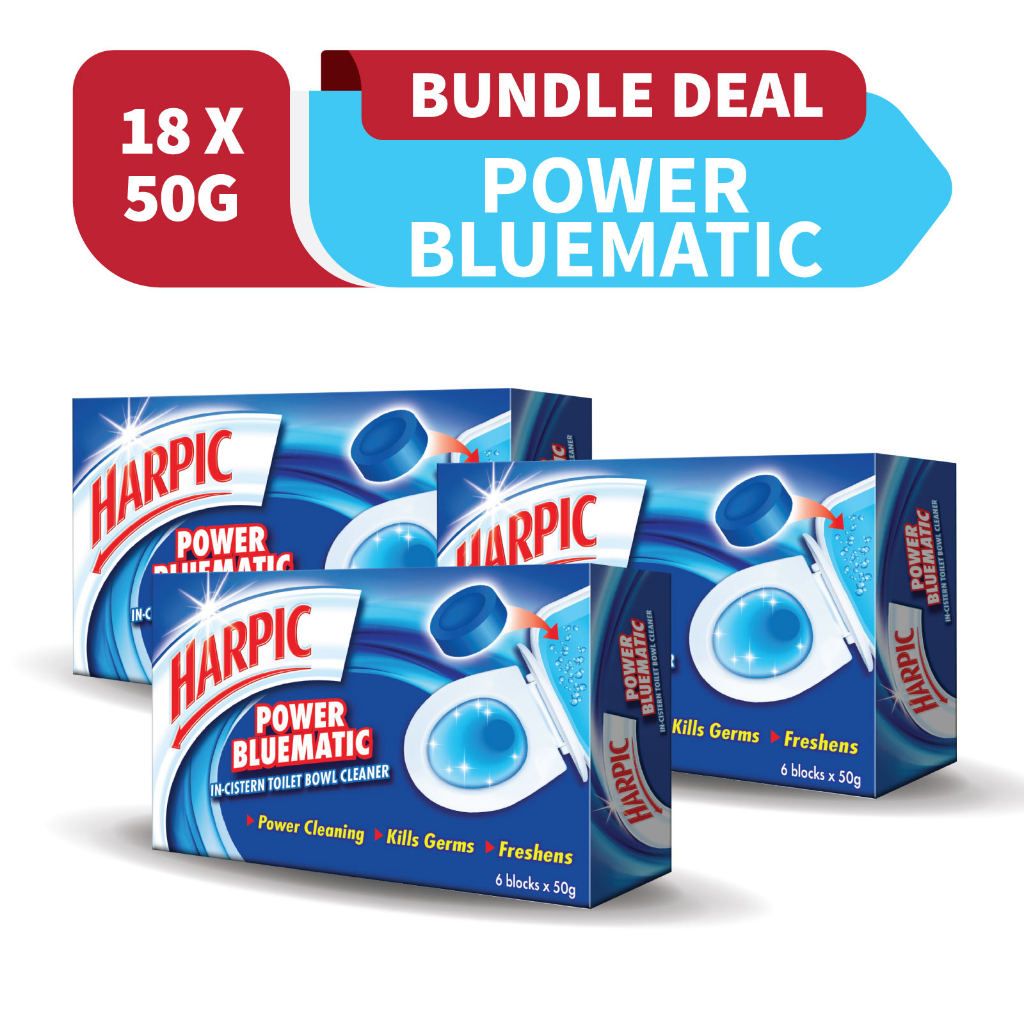 [Bundle of 3] Harpic Power Fresh 6 Toilet Rim Block, Atlantic Burst ...