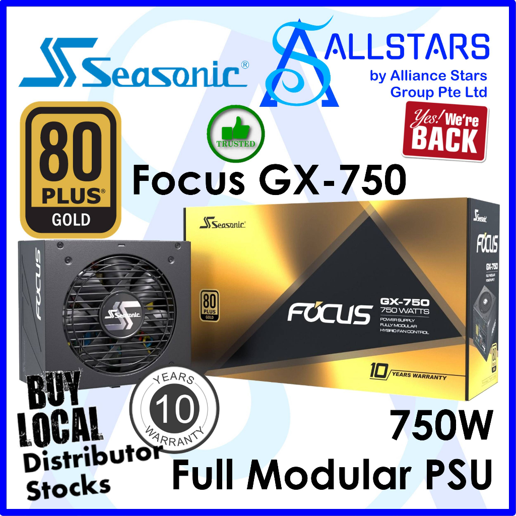Seasonic Focus GX-750 80+GOLD ATX3.0 Gen5 Fully Modular (FOCUS GX-750 ...