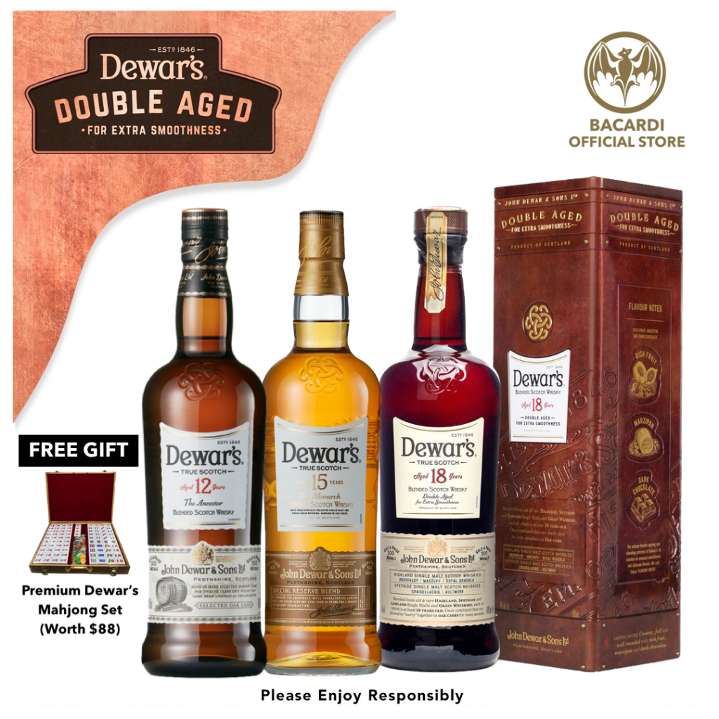 [Bundle of 3 + GWP] Dewar’s Double Aged 12, 15, and 18 Years Old