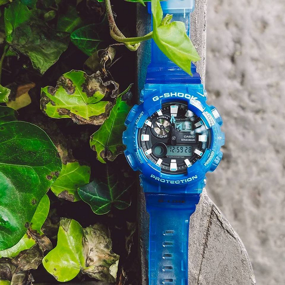 Time Cruze] G-Shock GAX-100 G-Lide Transparent Jelly Blue Tide