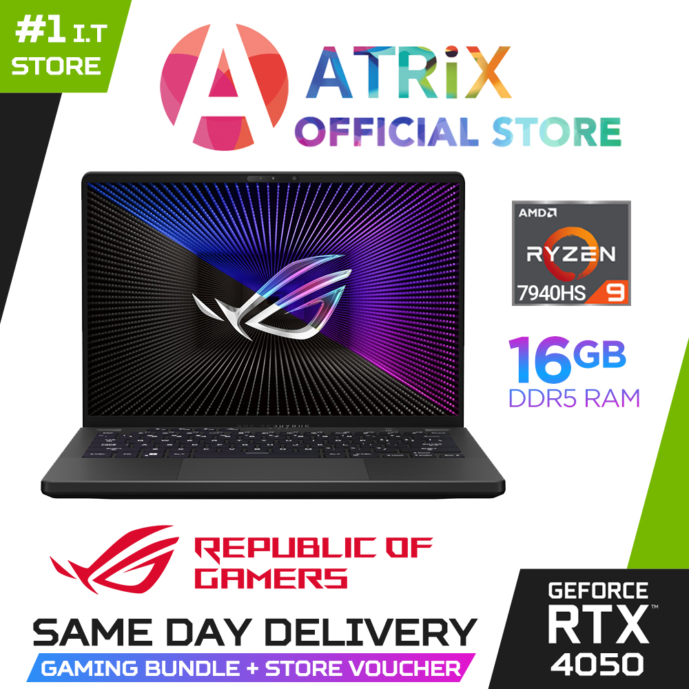 【Same Day Delivery】ROG Zephyrus G14 GA402XU-N2009W | 14" WQHD | RTX 4050 | Ryzen 9 7940HS | 16GB DDR5 | 1TB SSD | Win11