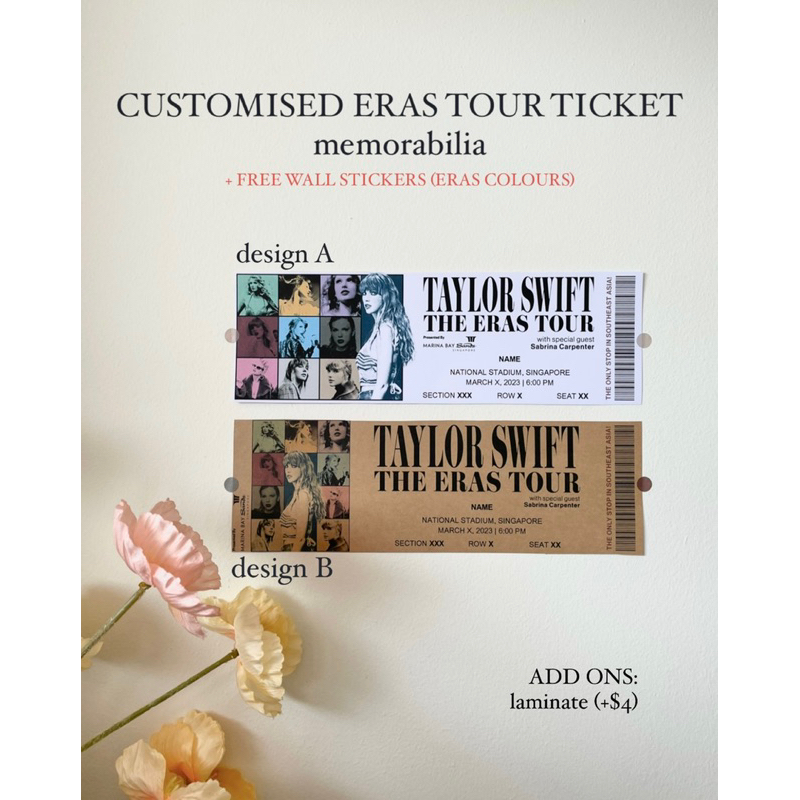 Customised Memorabilia Ticket (TAYLOR SWIFT ERAS TOUR) | Shopee Singapore