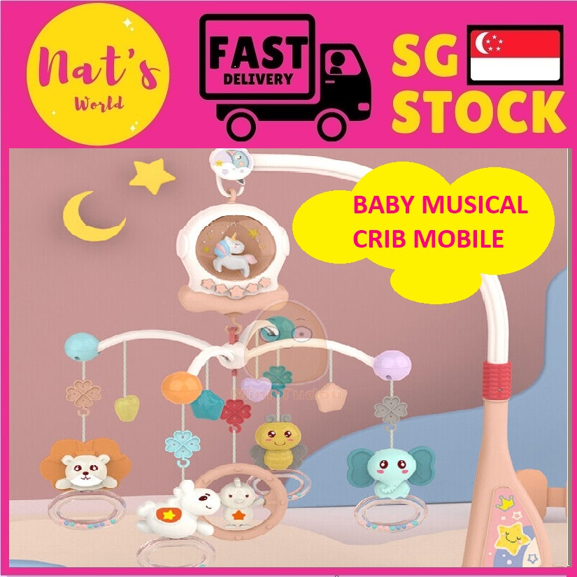 Baby Musical Crib Mobile Winding Lullaby with Lights Remote Control