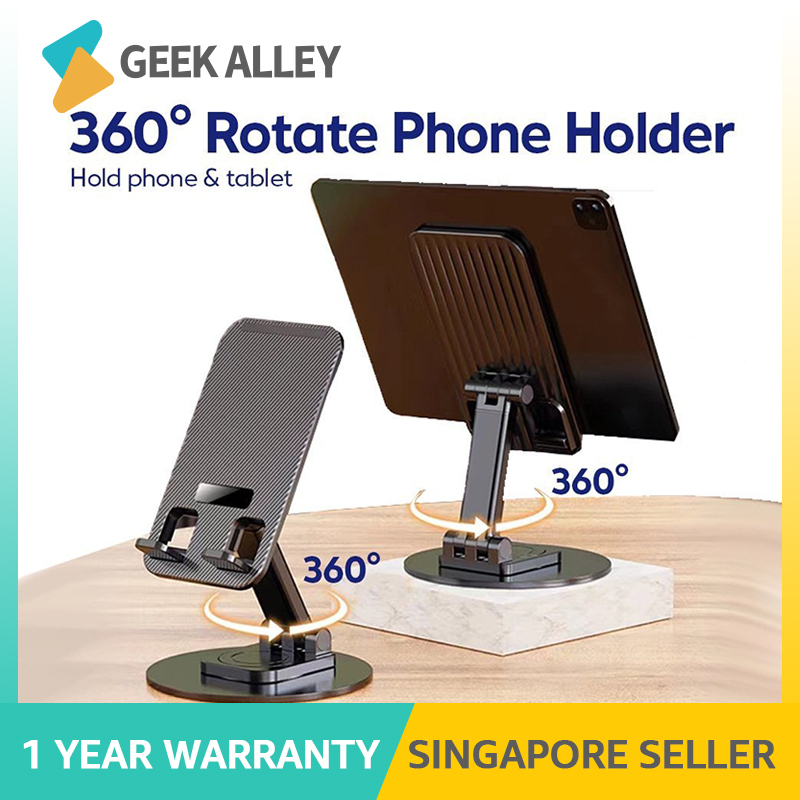 【SG STOCK】Foldable Phone Stand Holder Portable Handphone Stand Tablet 360° Holder Adjustable Metal For IPad and phone