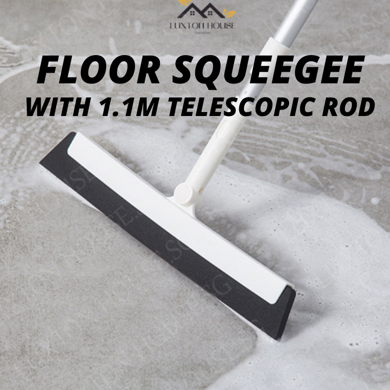 {SG} Floor Squeegee with 1.1M Telescopic Rod Rubber Blade for Cleaning Wet Room Floor Windows