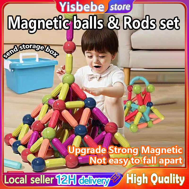 64pcs 3D Magnetic stick Building Blocks educational toys for kids diy with Rounded Colorful Grip toy gift