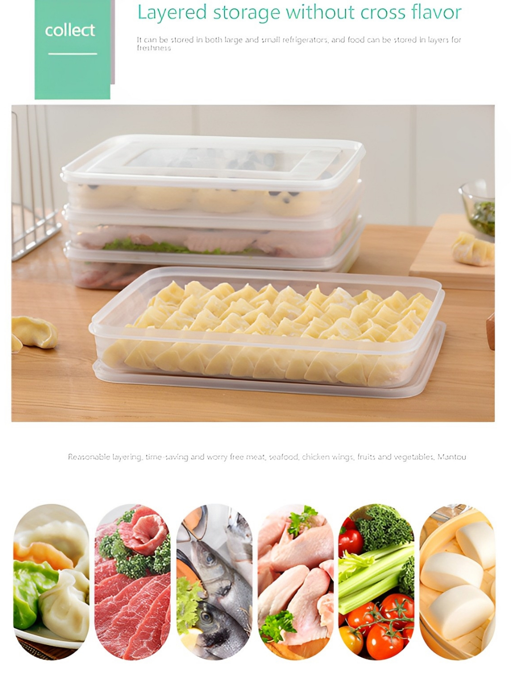 [SG READY STOCK] Kitchen Dumpling container Home transparent Frozen ...