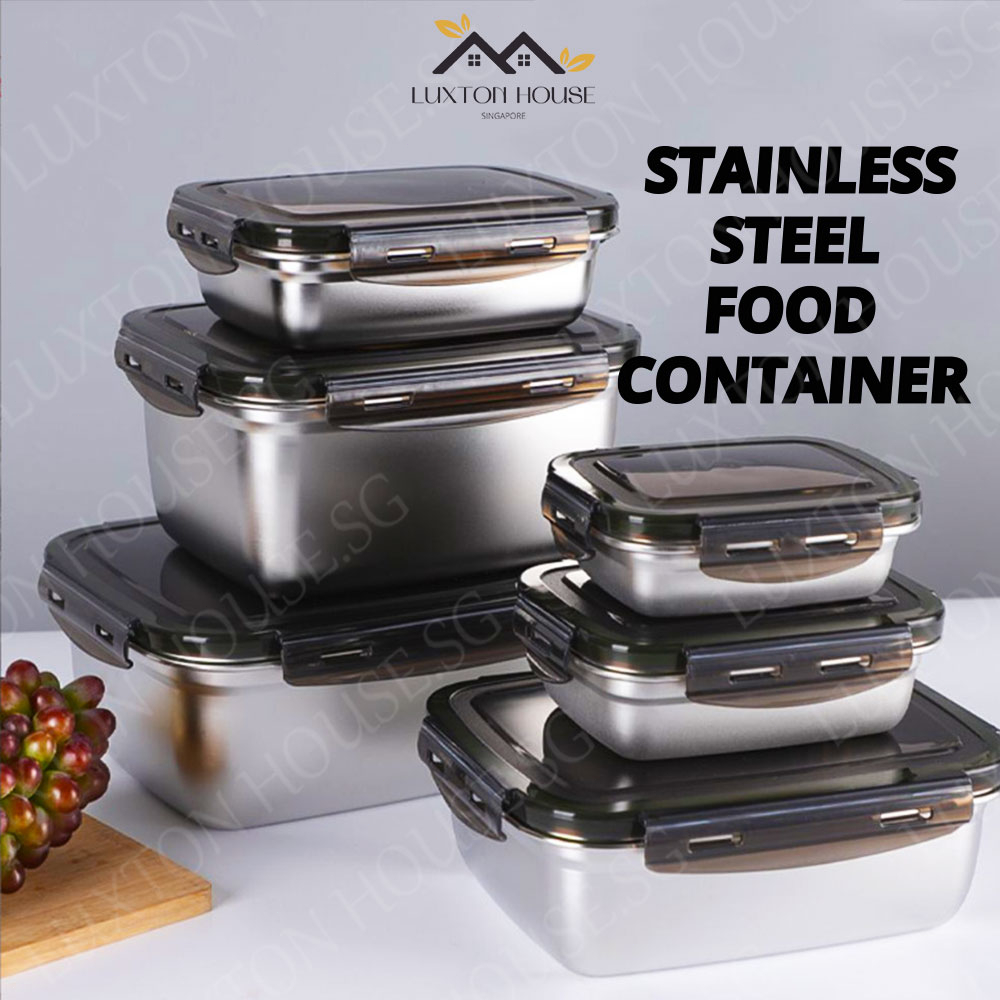 {SG} Stainless Steel Food Storage Container with Lid 550ml5.5L Metal