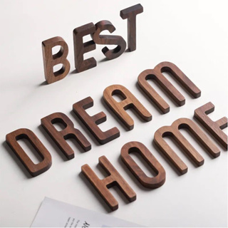 Small Black Walnut Wood Decorative Letters use for Wall Decor, Rustic 3D  Wooden Alphabets Block Word Sign, DIY Freestanding and Hanging Monogram