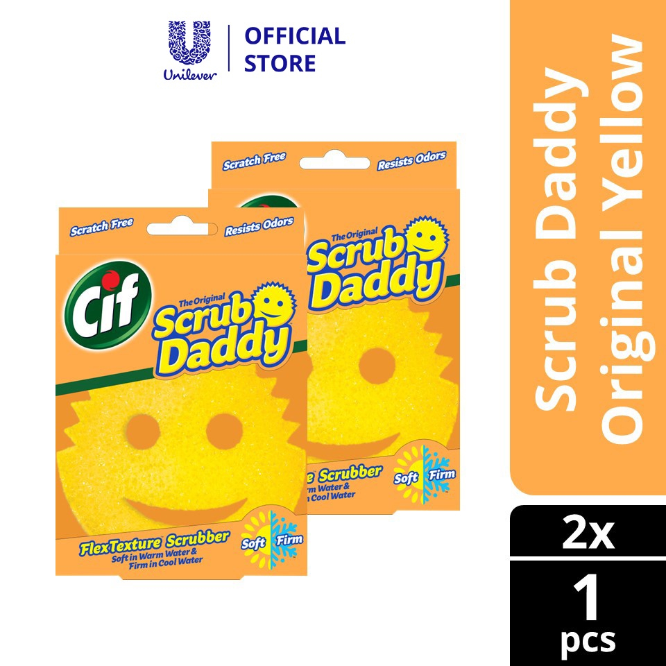 (Pack of 2) Cif Scrub Daddy Kitchen Sponge, Original Yellow Sponge