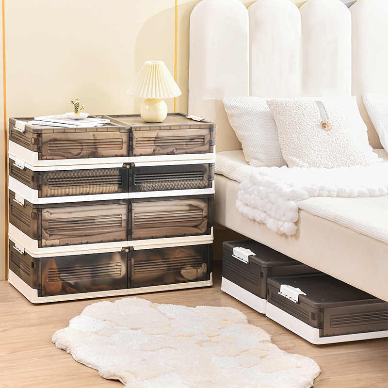 Homy Underbed Storage Box With Wheels Doublesided Lid Clothes Quilts Toys Stackable Organizer