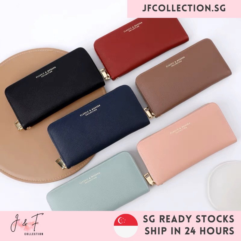 [SG Instocks] Classic long wallet for women Korean style zipper wallets ulzzang women fashion