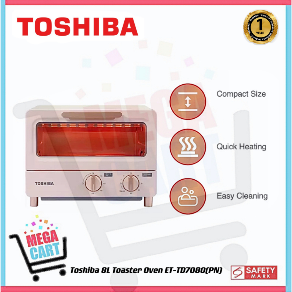 Toshiba 8L Mini Toaster Oven ET-TD7080(PN) (1 Year Warranty) | Shopee ...