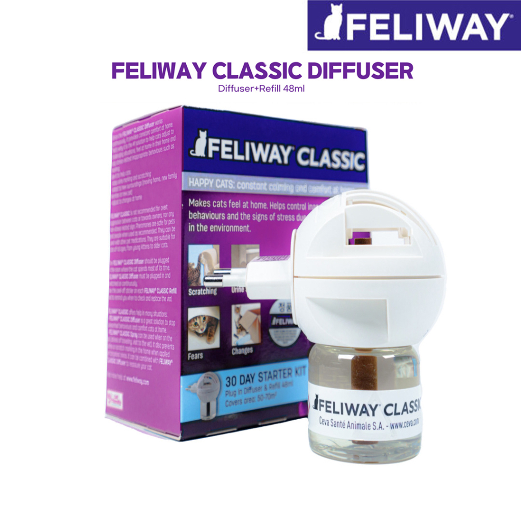 FELIWAY Classic Cat Calming Pheromone Diffuser, 30 Day Starter Kit (48 mL)  : Pet Supplies 