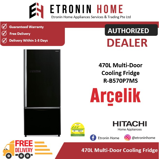 Hitachi MultiDoor Cooling Fridge 470L RB570P7MS RB570P7MS GBK