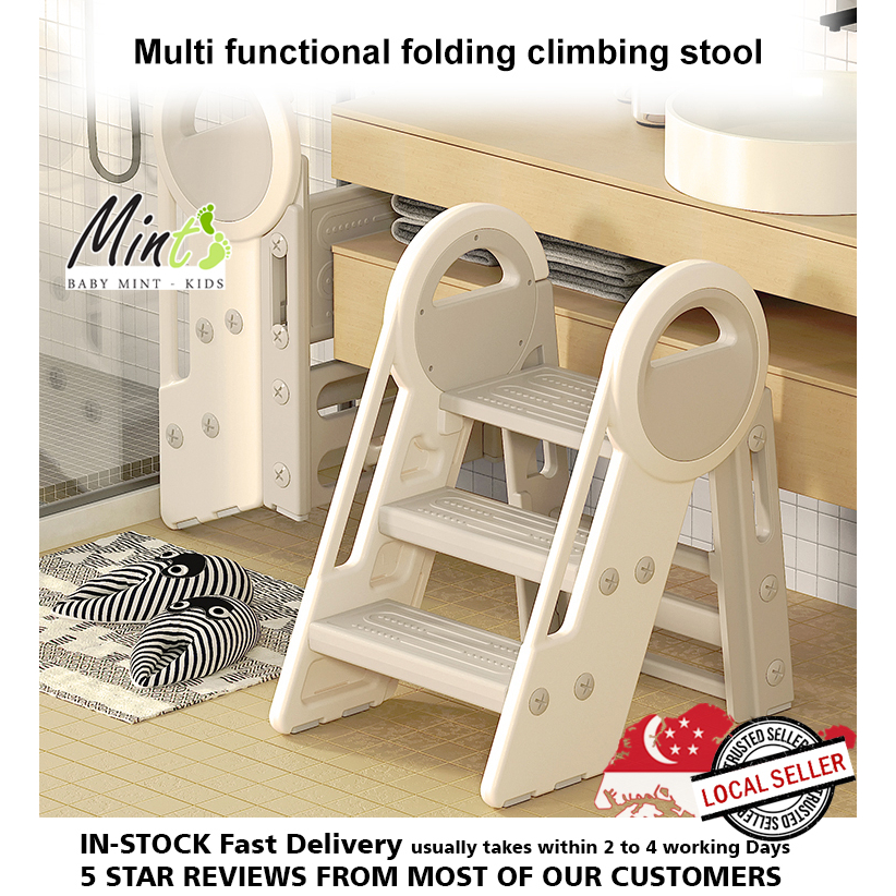 INSTOCK Kids Kitchen Step Stool with Safety Rail, Toddler Learning