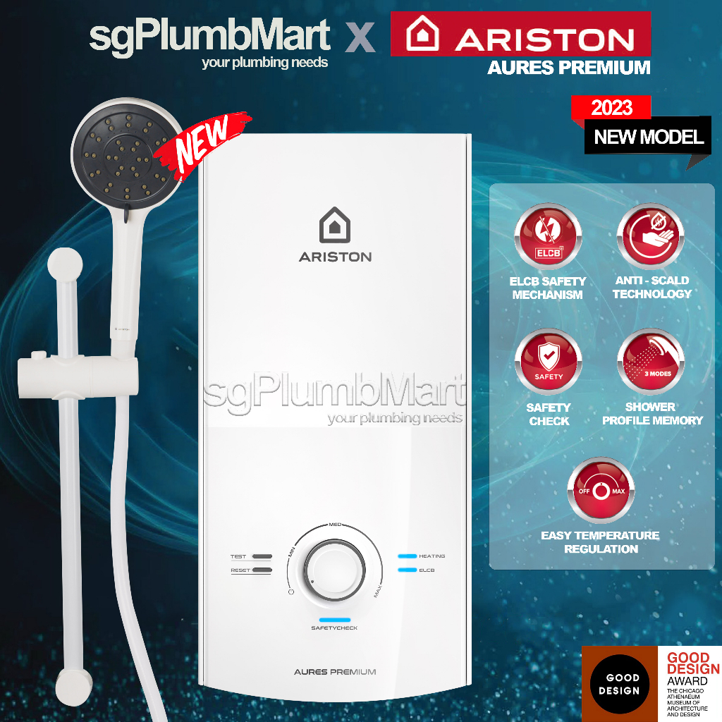 Ariston x sgPlumbMart Aures Premium Instant Water Heater with Built in