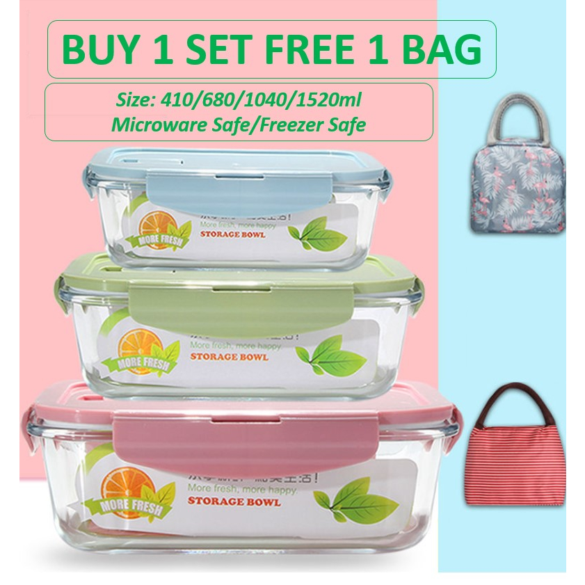 {Buy one Set Free a Bag} Food Glass Container Lunch Box Food Storage