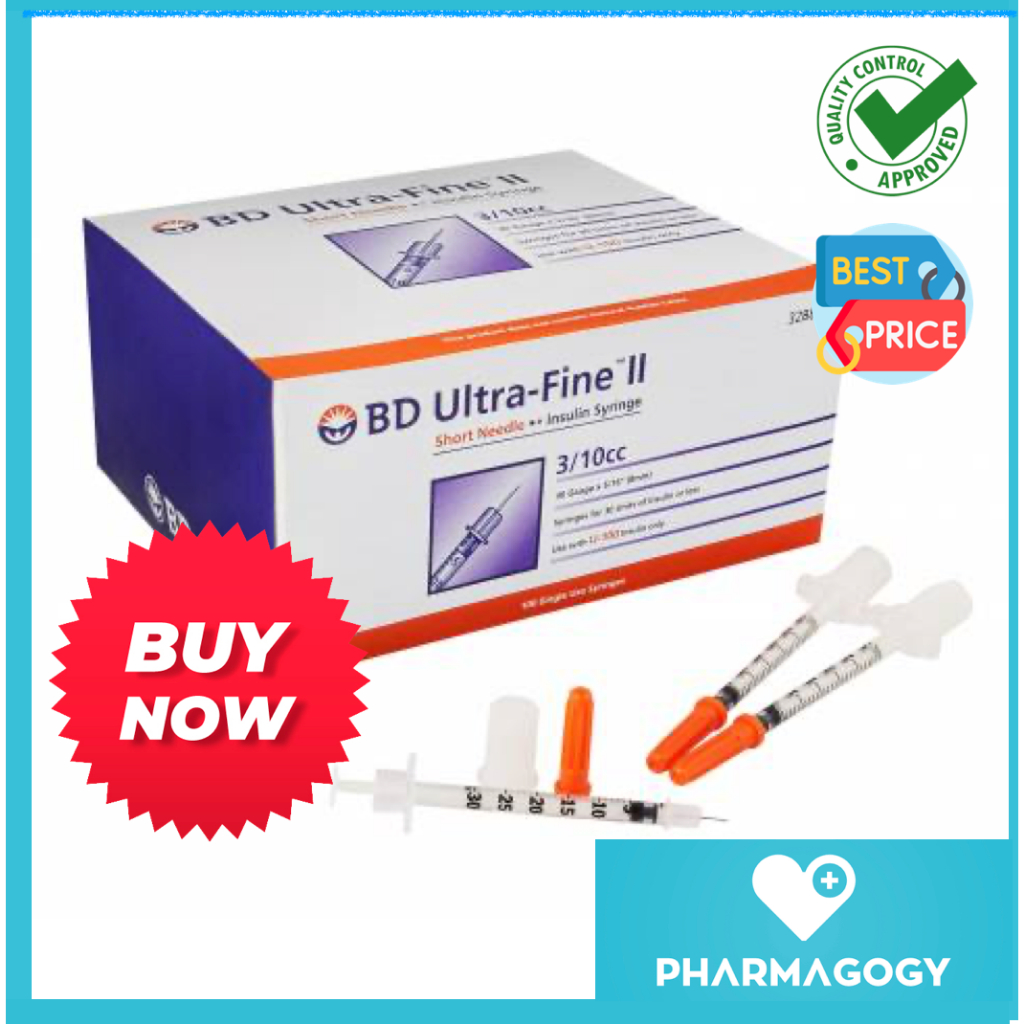 BD UltraFine™ II Insulin Syringe 8mm Needle (0.3ml) (30G) 100'S/BOX BD