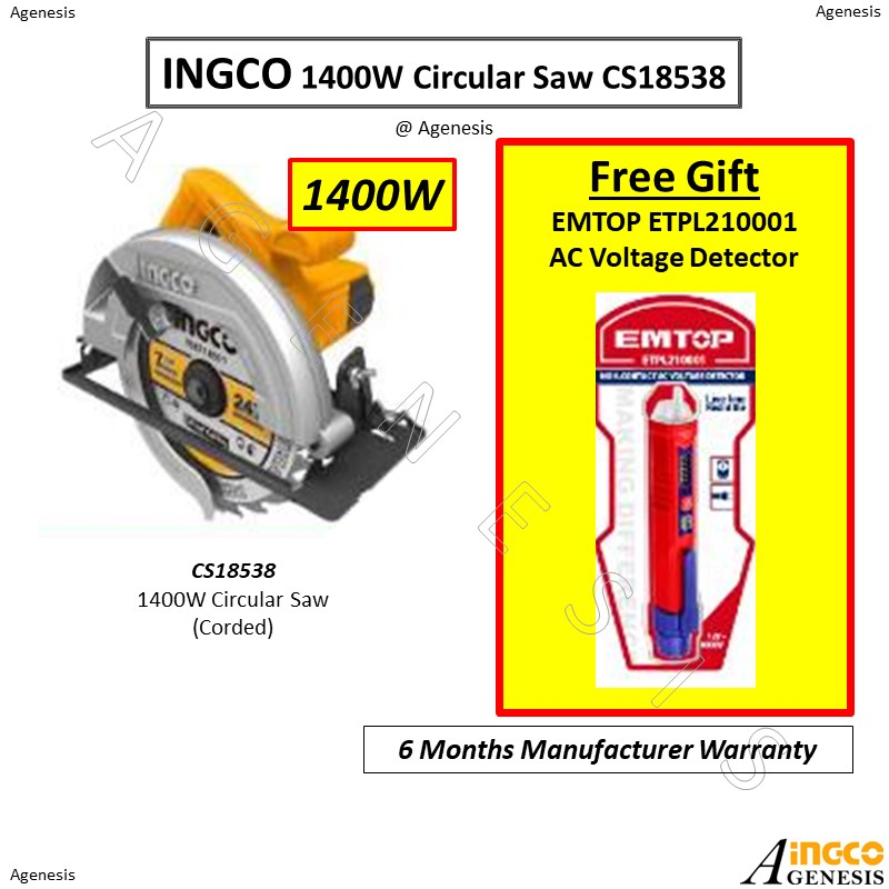INGCO 1400W Circular Saw CS18538 Shopee Singapore