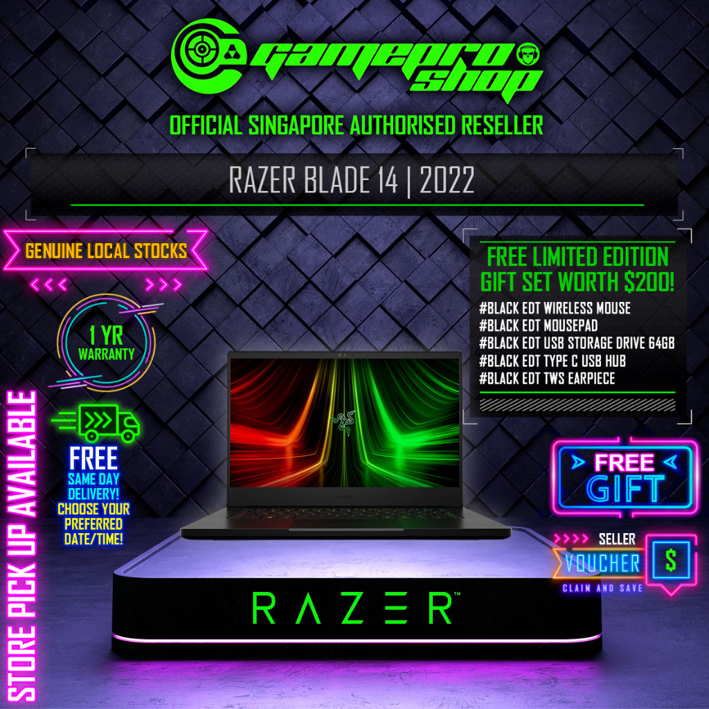 Razer Blade 14 Gaming Laptop- Ryzen 9 6900HX / RTX 3080Ti / 14 QHD 165hz / W11 / 1Y RZ09-0427PEA3-R341