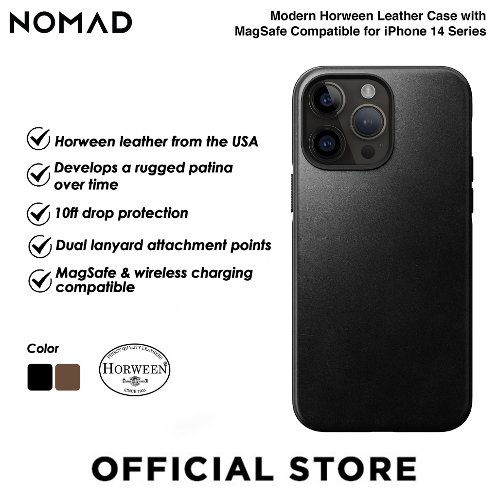 NOMAD Modern Horween Leather Case for iPhone 14 Series