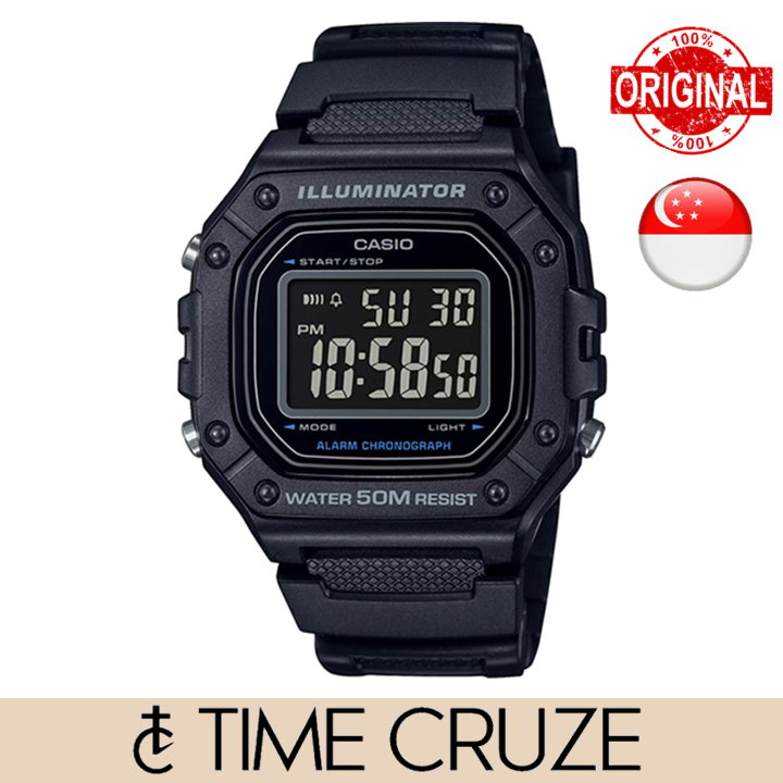 [Time Cruze] Casio W-218H All Black Resin Army Sports Men Analog Watch ...