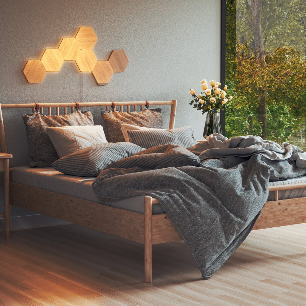 Nanoleaf Elements Wood Look Hexagons Smart Light Smarter Kit (7 panels ...