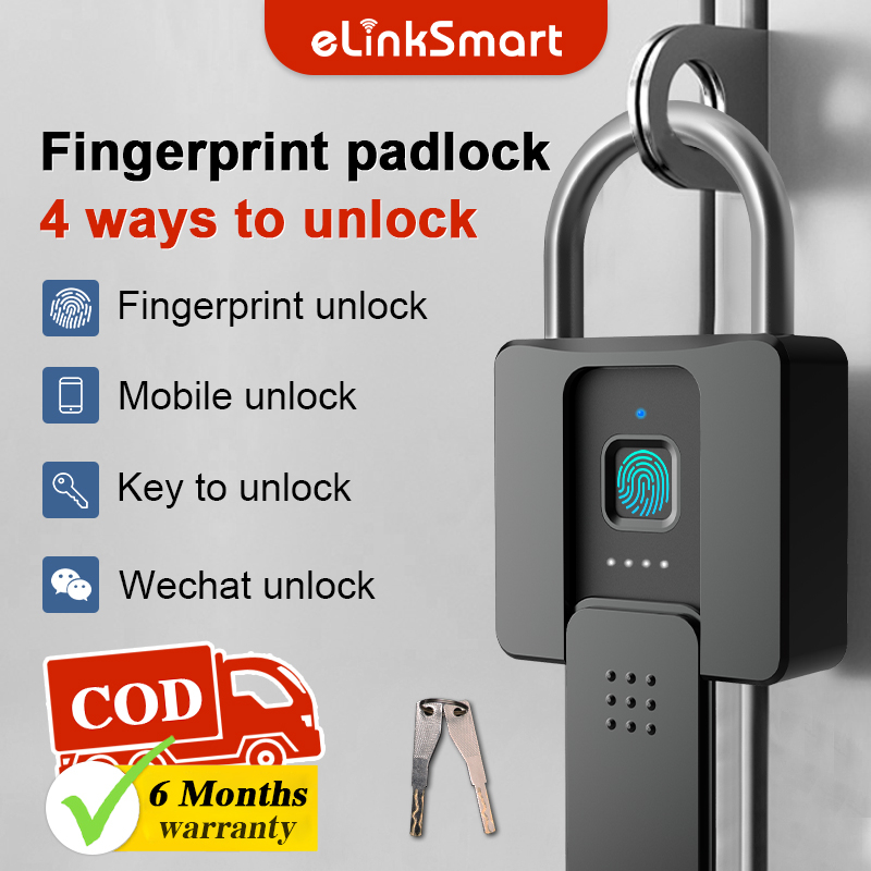 eLinkSmart Fingerprint Padlock Gym Locker Padlock Keyless USB Charging  (Gray)