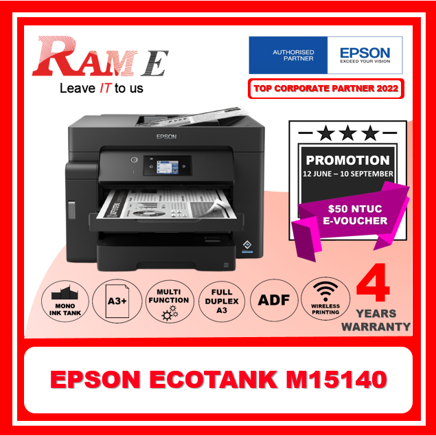 Epson Ecotank Monochrome M15140 A3 Wi Fi Duplex All In One Ink Tank Printer Shopee Singapore 1079