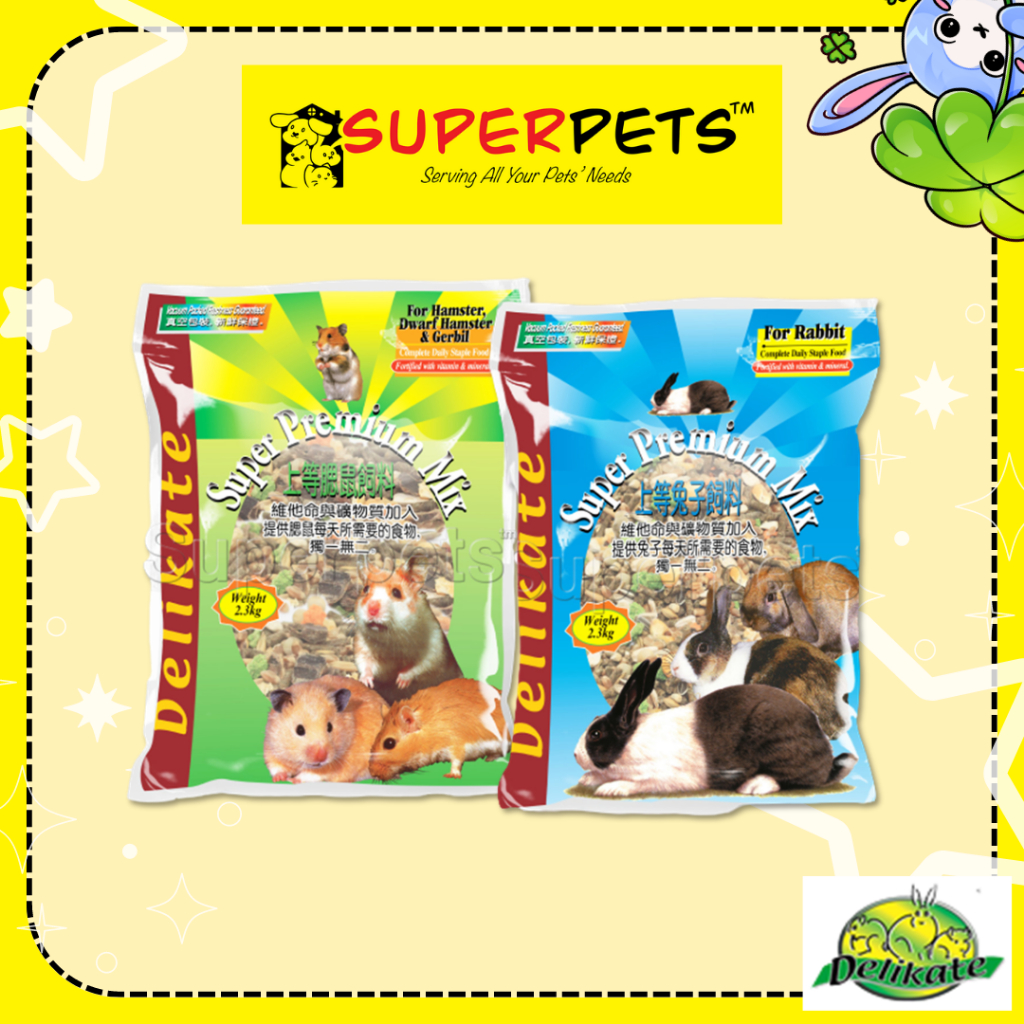 🐰🐹 Delikate - Super Premium Mix Hamster & Gerbil / Rabbit Food 2.3kg ...