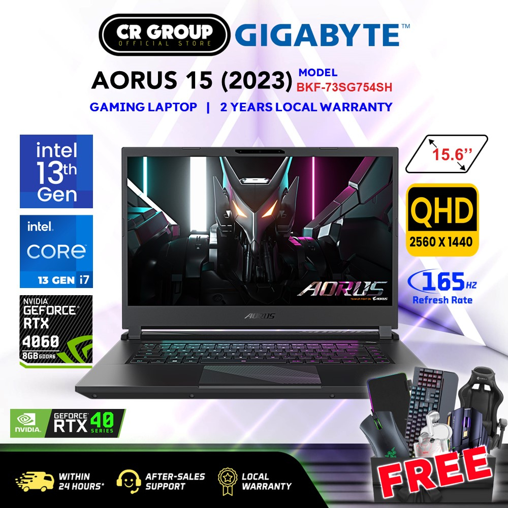 Aorus Gaming Laptop 15.6 165 Hz Intel i7 13th Gen NVIDIA RTX 4060 16 GB  RAM 1 TB SSD 